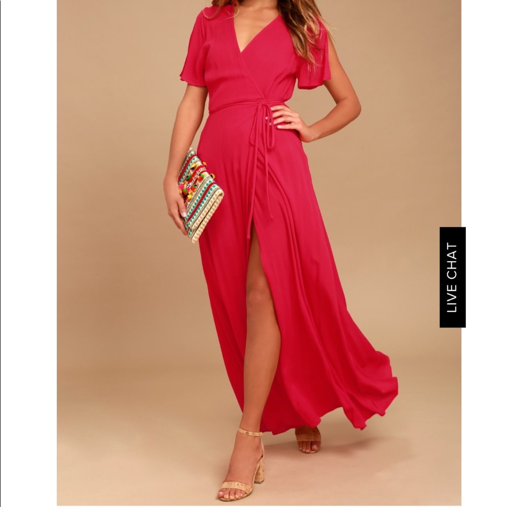 Lulu’s Much Obliged Red Wrap Maxi Dress